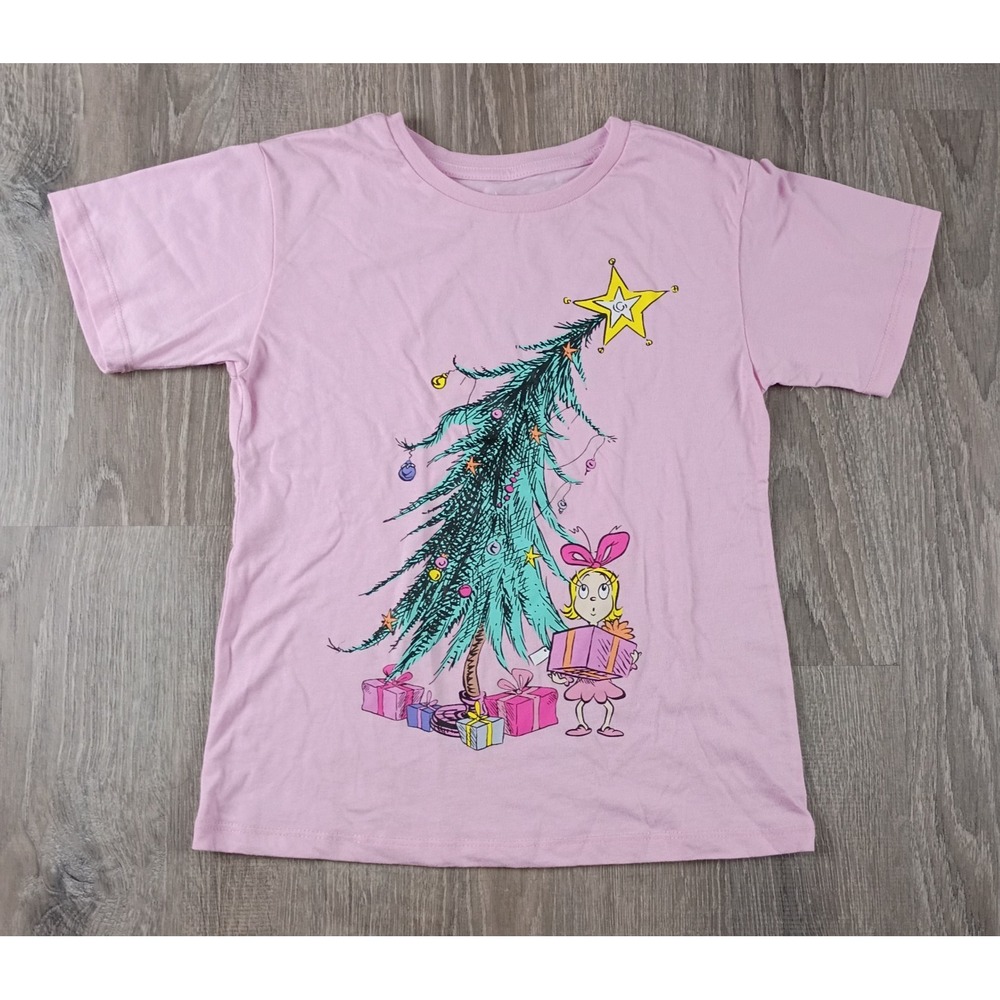 Girls Dr. Seuss Cindy Lou Who Big Christmas Tree T Shirt The Grinch Pink Small